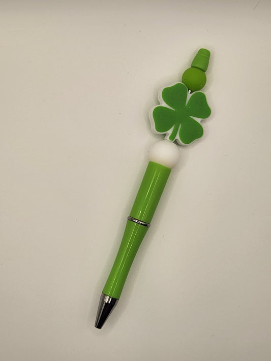 Light Green 4 Leaf Clover Beaded Pen