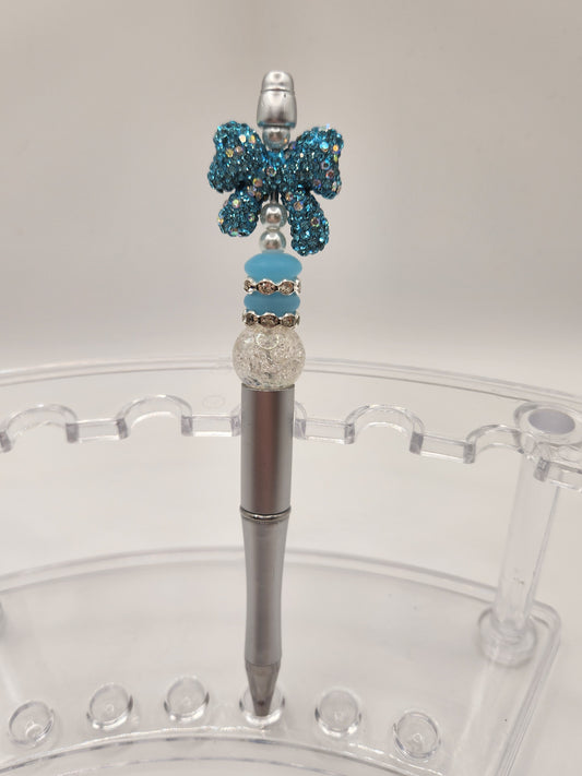 Blue Bow Rhinestone