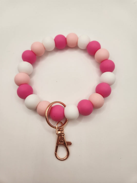 Pink & White Wristlet