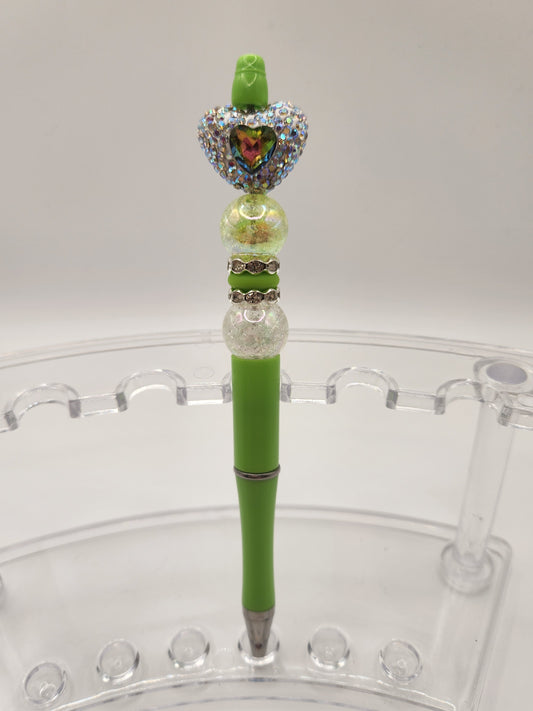 Lime Green Heart Rhinestone