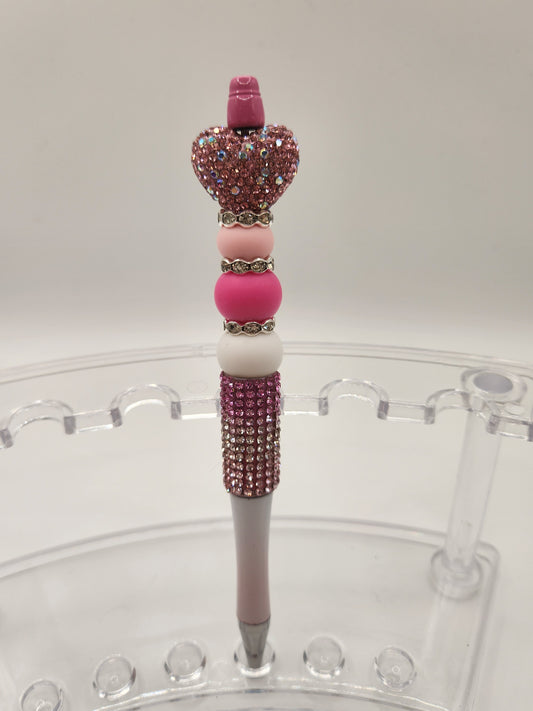 Pink Rhinestone Heart with Rhinestone Pen