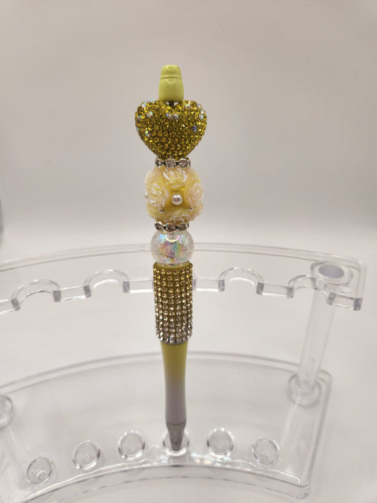 Yellow Heart Rhinestone with Rhinestone Pen