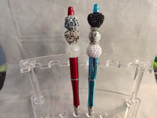 2 Rhinestone Focal Beaded Pens