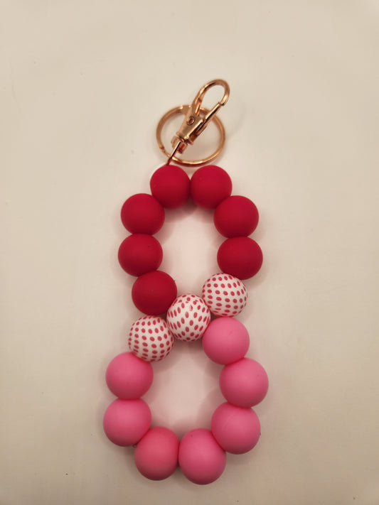 All Pink with Dots Infinity Keychain