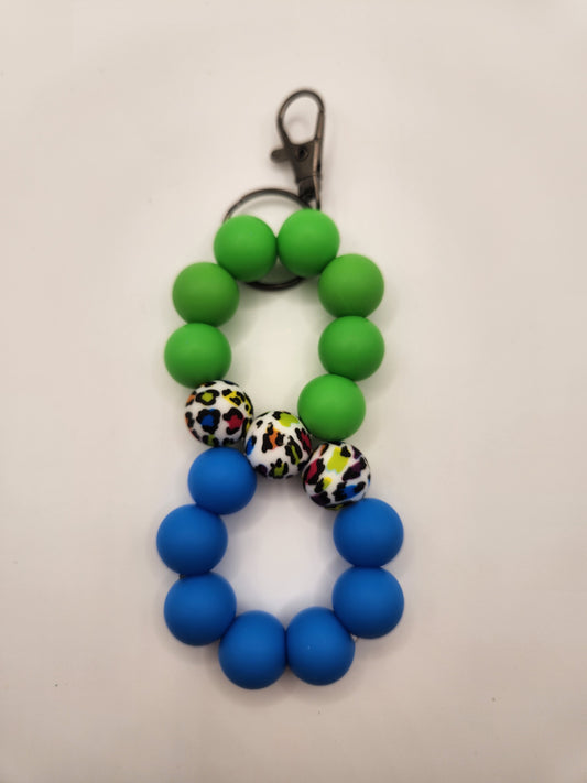 Blue & Green Cheetah Infinity Keychain