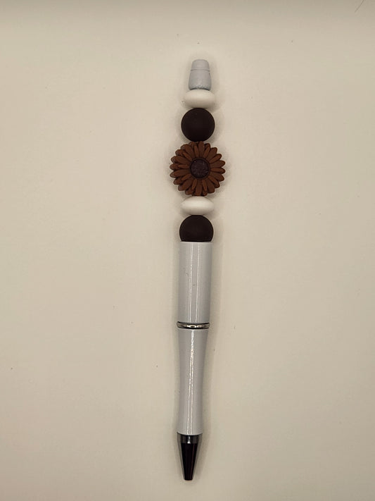 Small Chocolate Sun Flower Beaded Pen