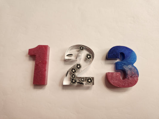 Single Resin Number Keychain