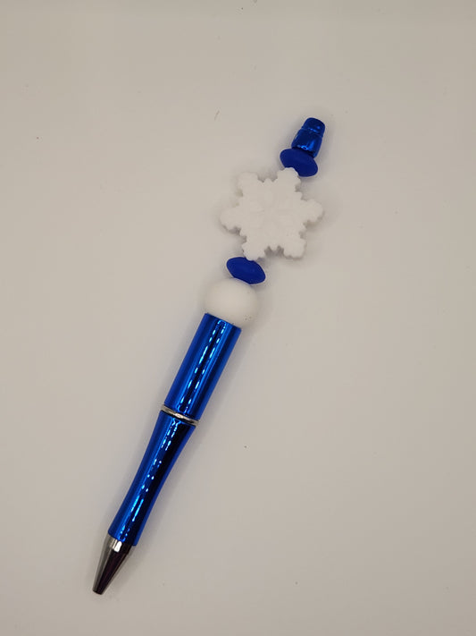 White Snowflake: Pre-Made Beaded Pen