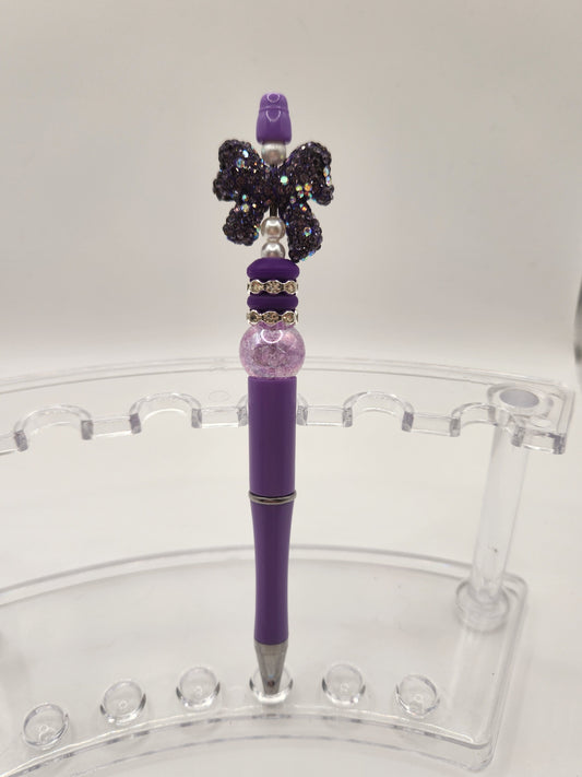 Purple Bow Rhinestone