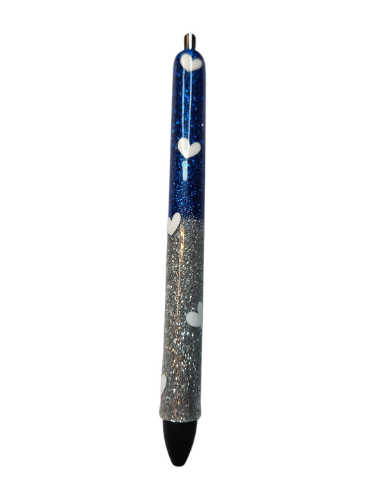 Ombre Blue & Silver Heart Glitter Inkjoy Pen
