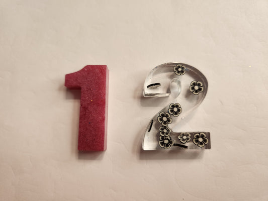 Double Resin Number Keychain