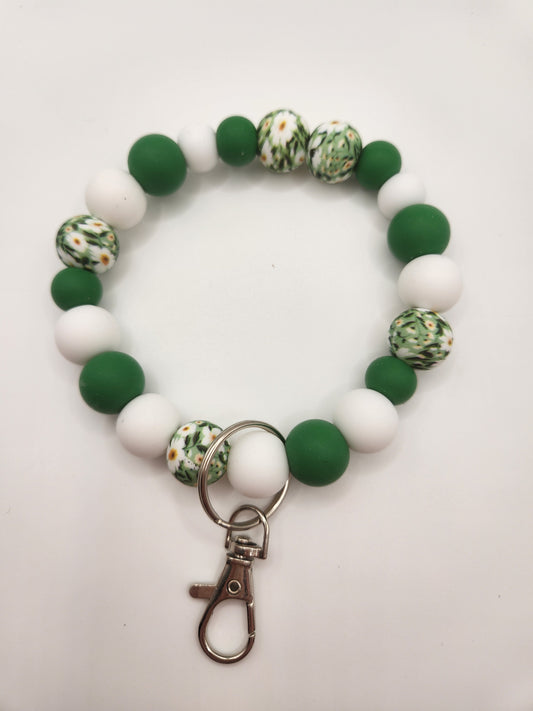 Green Floral Wristlet