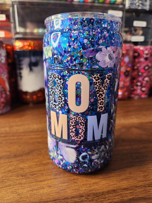 Boy Mom Acrylic Snow Globe Tumbler