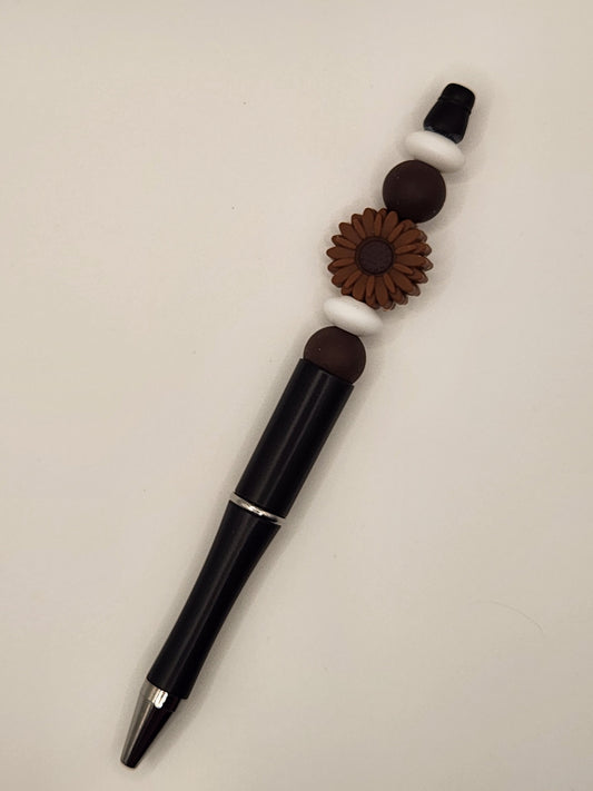 Chocolate Sun Flower Beaded Pen