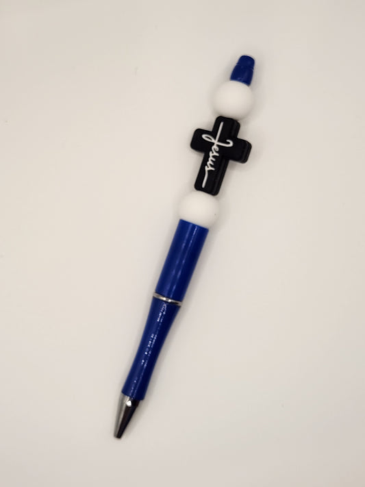Faith with White Beads: Pre-Made Beaded Pen