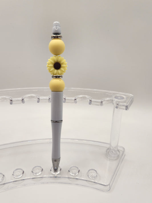 Pale Yellow Sun Flower Beaded Pen