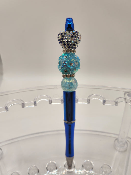 Blue & White Heart Rhinestone