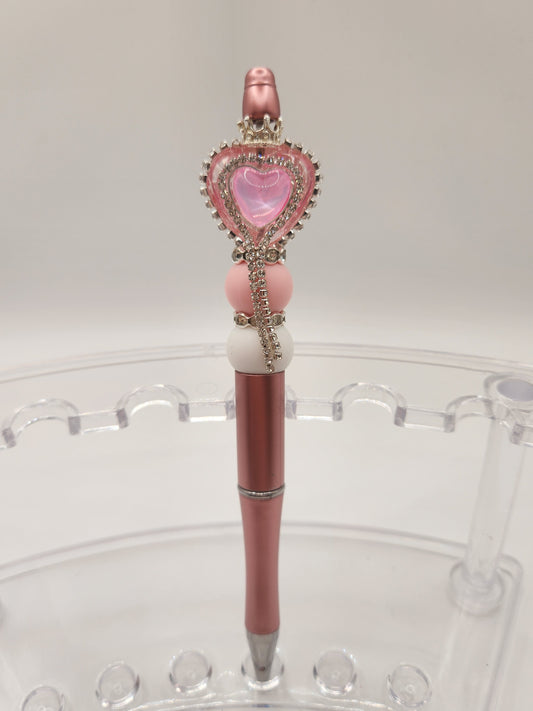 Pink Heart with Rhinestone