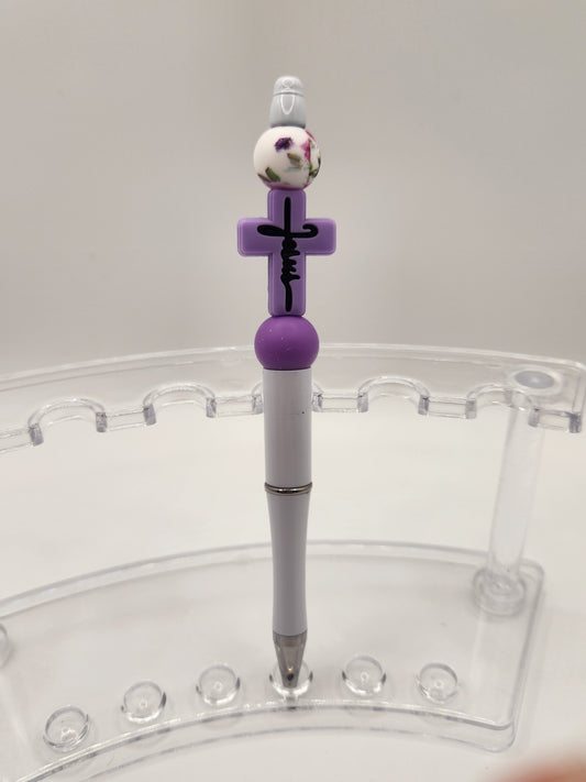 Purple Cross Beaded Pen