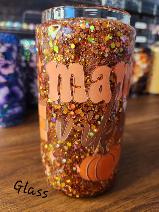 Mama Vibes Glass Snow Globe Tumbler